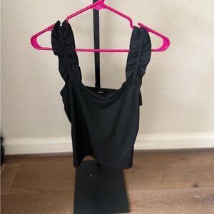 SHEIN Black Ruffled Strap Camisole